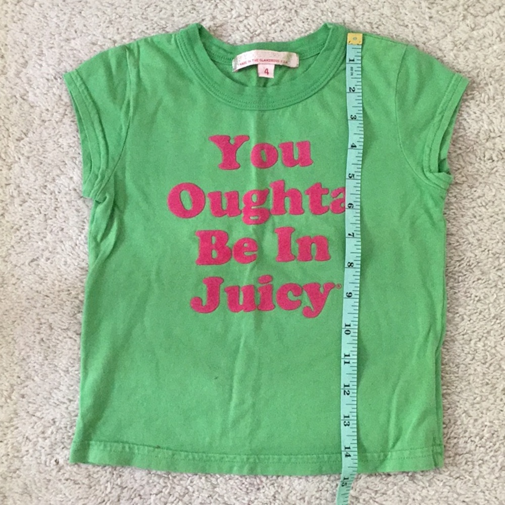 Juicy Couture Girls Kids Green and Pink Short Sleeve Tee 4 - Picture 6 of 6